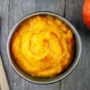 Pompoenpuree met visburger
